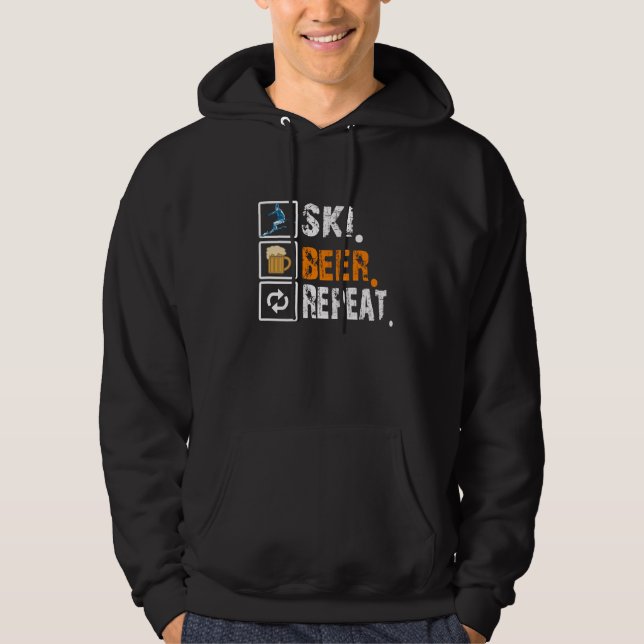 Veste À Capuche Ski amusant Bière Répéter Ski et Skieurs (Devant)