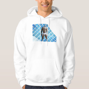 Veste À Capuche SlipperyJoe's homme musclé abdos six-pack blanc so