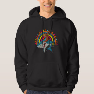 Veste À Capuche Sloth Riding Shark Funny Zoo Animal Rainbow Hearts