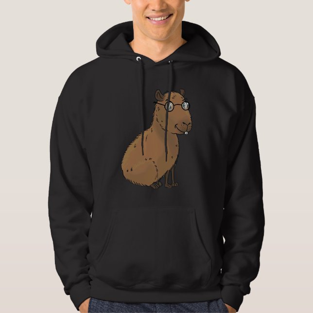 Veste À Capuche Smart Capybara with Glasses Work Outfit Home offic (Devant)