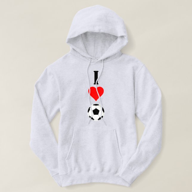 Veste À Capuche Soccer Amoureux de football masculin "I Love/Heart (Design devant)