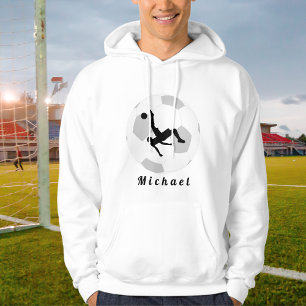 Veste À Capuche Soccer gardien de but noir & blanc Nom du joueur