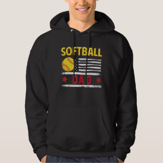 Veste À Capuche Softball Papa Américain Drapeau Softball Papa Père