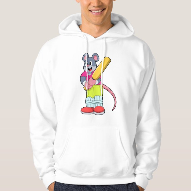 Veste À Capuche Souris au cricket avec chauve-souris de cricket (Devant)