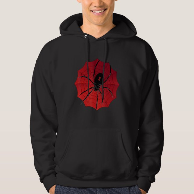 Veste À Capuche Spider Web Halloween Red Back Veuve (Devant)