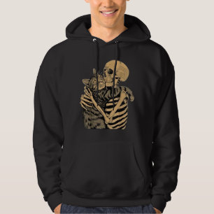 Veste À Capuche Squelette qui étreint un chat – Cadeau mignon pour