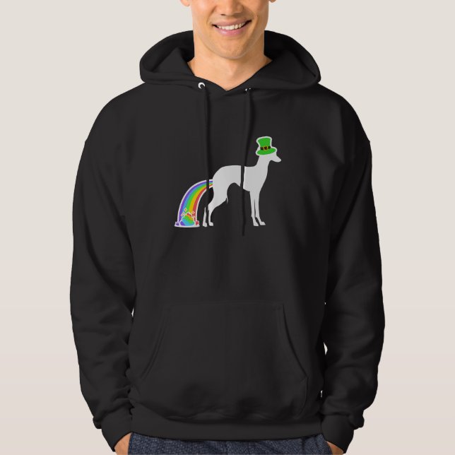 Veste À Capuche St Patrick's Day Rainbow Dog  Italian Greyhound (Devant)