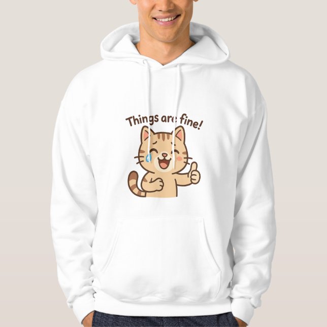 Veste À Capuche Sticker en Pleurant - "Tout va bien !" Panier amus (Devant)