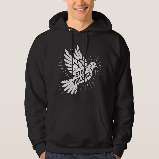 Veste À Capuche "STOP VIOLENCE" - Puissante T-shirt Peace Dove (Devant)