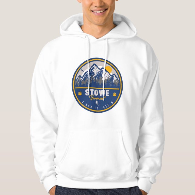 Veste À Capuche Stowe Mountain Vermont Retro Sunset Ski Souvenir (Devant)