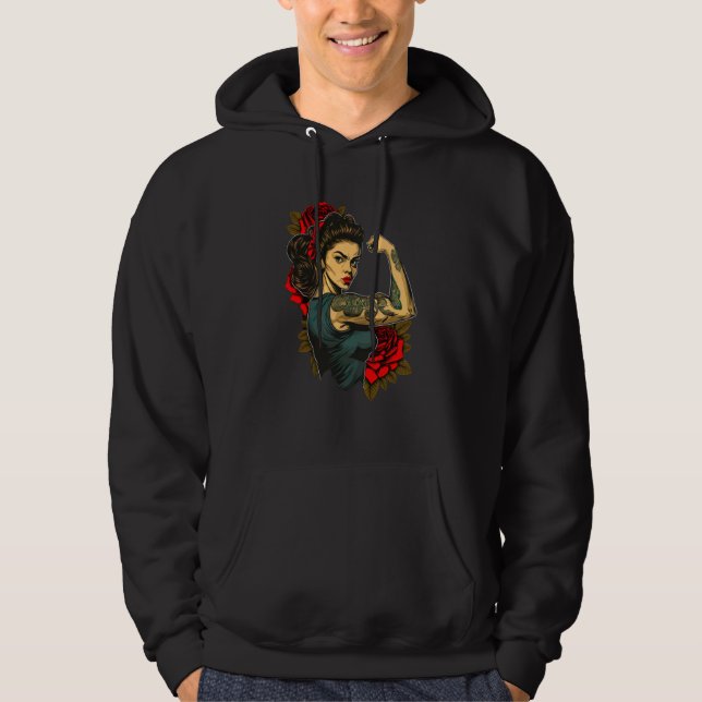 Veste À Capuche Strong Wife Mother Roses Never Give Up (Devant)
