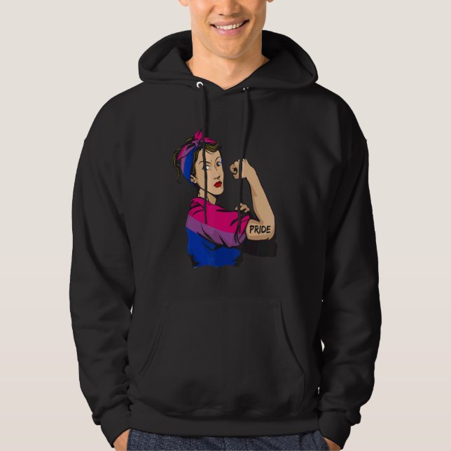 Veste À Capuche Strong woman BIsexual Pride LGBT Mom (Devant)