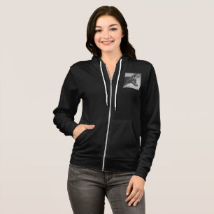 VESTE À CAPUCHE STYLE DE PEINTURE RENARD NOIR ET BLANC