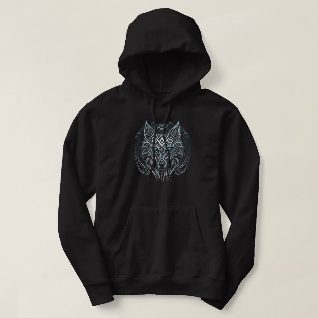 Veste À Capuche Style Norse Viking Wolf Tattoo Animal sauvage (V. (Design devant)