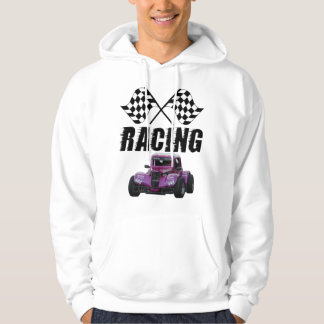 Veste À Capuche Suéter Con Capucha Racing Coche Morado y Banderas