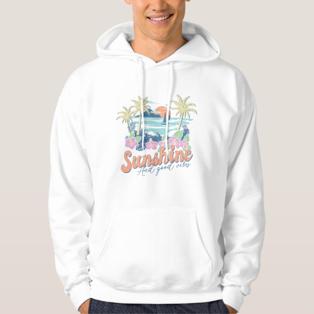 Veste À Capuche Sunshine and Good Vibes - Un paradis tropical (Devant)