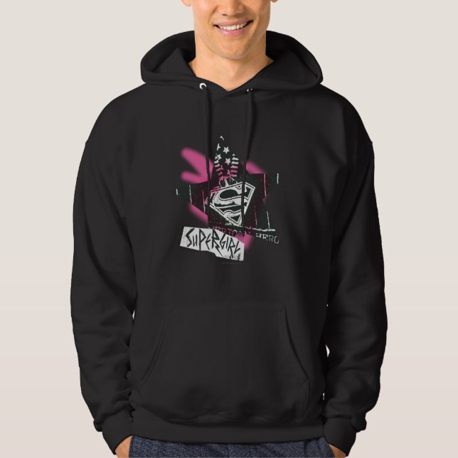 Veste À Capuche Supergirl Pink Spray Star Peinture (Devant)
