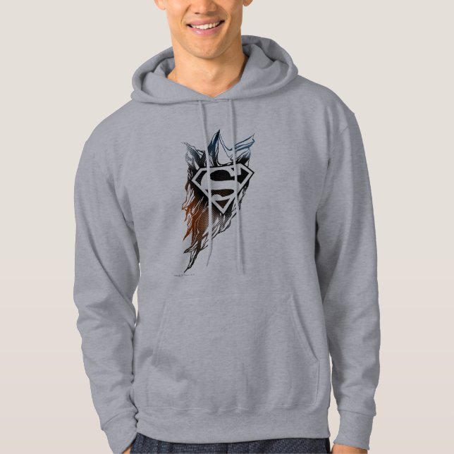 Veste À Capuche Superman Stylisé | Logo bleu orange (Devant)