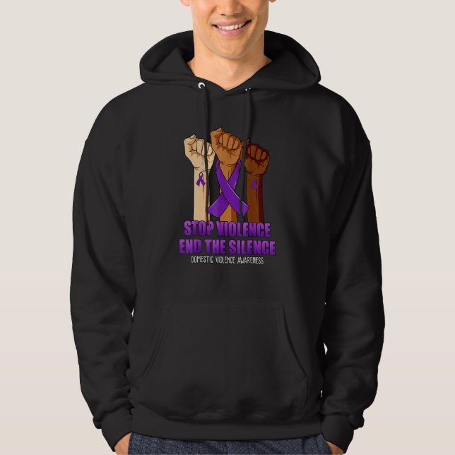 Veste À Capuche Suport Stop Violence And Silence Domestic Violence (Devant)