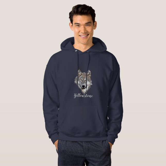 Veste À Capuche Sweatshirt à capuche masculin Yellowstone Wolf (Devant entier)