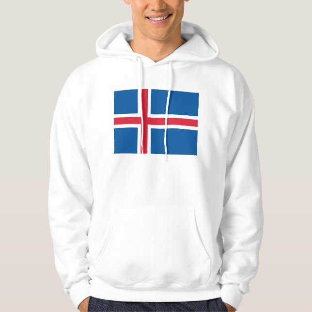 Veste À Capuche Sweatshirt à capuchon avec drapeau d'Islande (Devant)