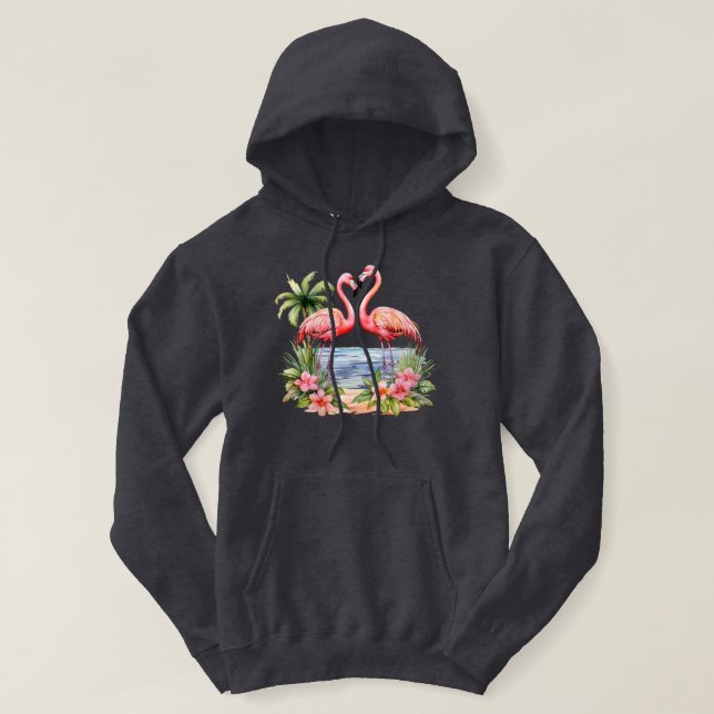Veste À Capuche Sweatshirt à capuchon Flamant rose rose (Design devant)