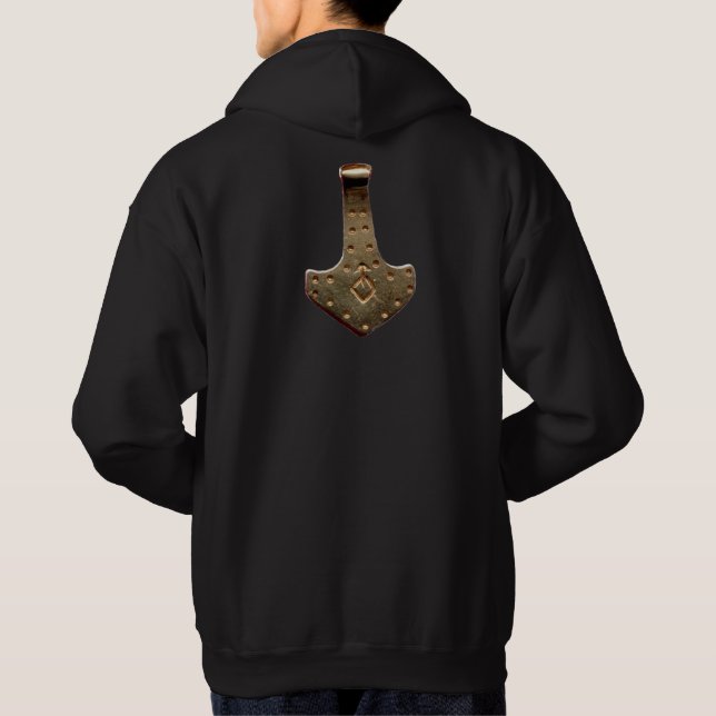 Veste À Capuche Sweatshirt à capuchon noir Gold Thor Hammer (Dos)