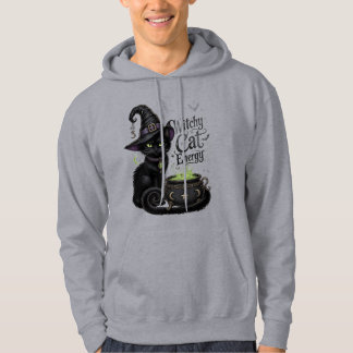 Veste À Capuche Sweatshirt Énergie de Chat Sorcière Unisexe Hallow