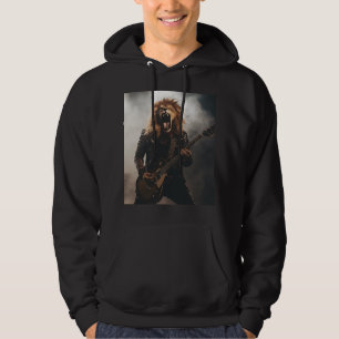 Veste À Capuche Sweatshirt Lion Guitariste Heavy Metal Hurleur