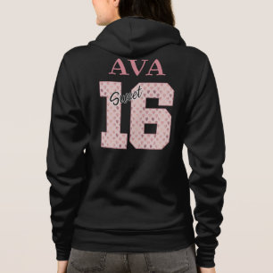 Veste À Capuche Sweet 16 Anniversaire fille Rose Typographie coule