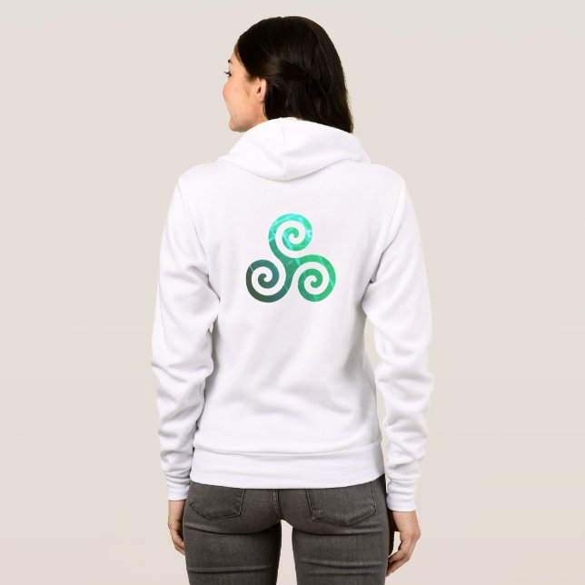 Veste À Capuche Symbole celtique antique Emerald Triskele Blanc (Dos entier)