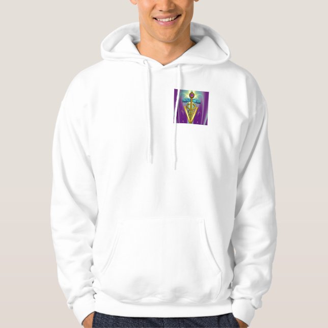 Veste À Capuche SYMBOLE VÉTÉRINAIRE D'OR CADUCUS, Vagues Vert Viol (Devant)