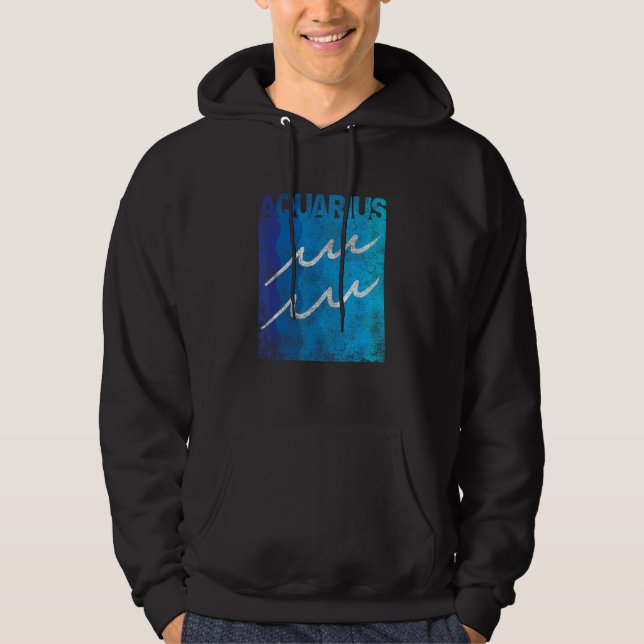 Veste À Capuche Symbole zodiaque Symbole Aquarius Hommes ou Femmes (Devant)
