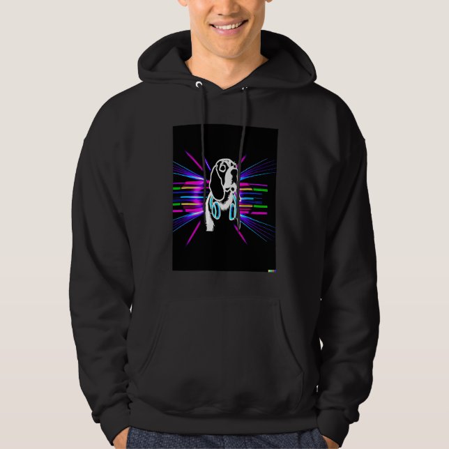 Veste À Capuche Synthwave Beagle with headphones (Devant)