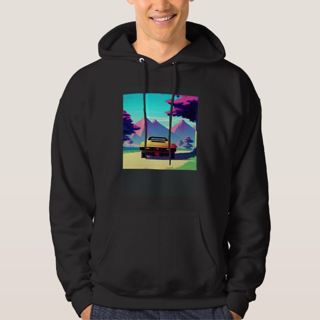Veste À Capuche Synthwave car outrun retrowave futuresynth sci fi  (Devant)