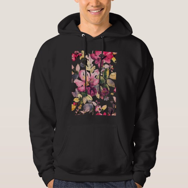 Veste À Capuche T-shirt Amoureux des jardins de l'aquarelle de cou (Devant)