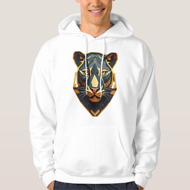 Veste À Capuche T-shirt Lion géométrique majestueux (Devant)