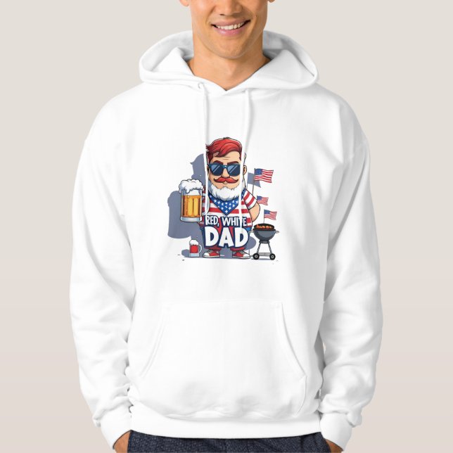 Veste À Capuche T-shirt Rouge blanc & Bleu papa (Devant)