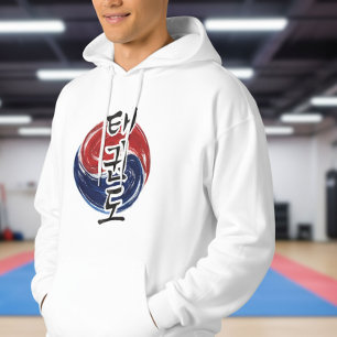 Veste À Capuche Taekwondo Hangul avec symbole de pinceau du drapea