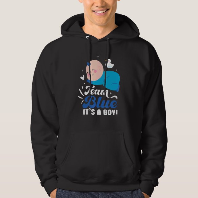 Veste À Capuche Team Blue It's A Boy Pregnancy Baby Gender Reveal (Devant)