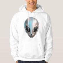 Tête d'alien chrome métallisé rétro Y2K science-fi