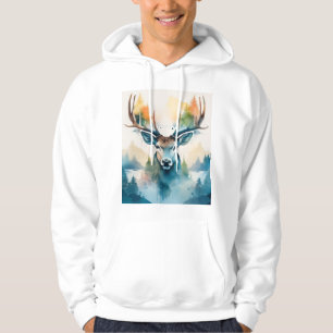 Veste À Capuche Tête de cerfs avec bois et arbres forestiers