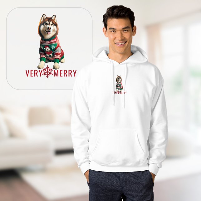 Veste À Capuche Texte personnalisé de Noël Husky (Christmas Holiday Husky Custom Text Hoodie)