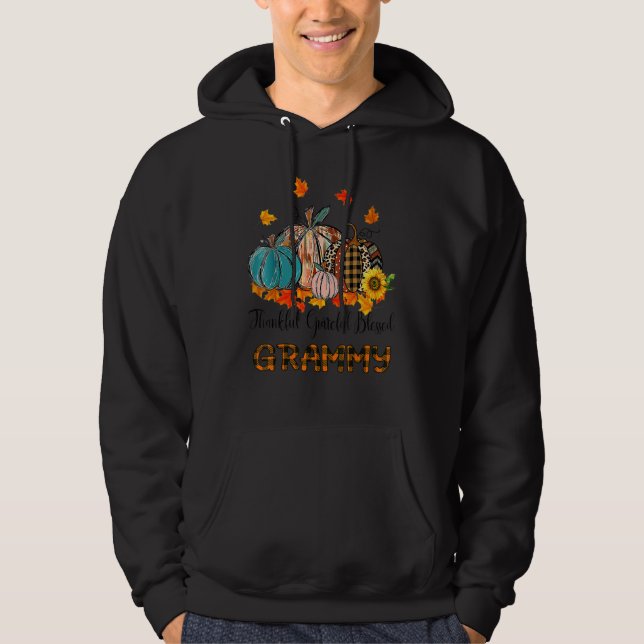 Veste À Capuche Thankful Grateful Blessed Grammy Pumpkins Thanksgi (Devant)