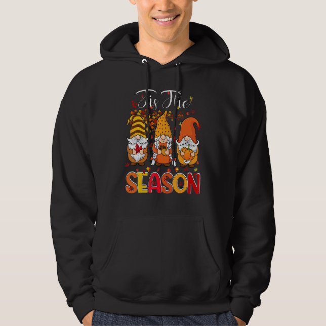 Veste À Capuche Tis The Season Three Gnomes Pumpkin Fall Leaves Th (Devant)