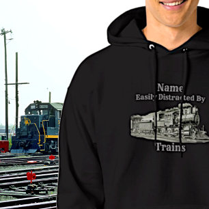 Veste À Capuche Train À Vapeur vintage Facilement Distrait Par, Aj