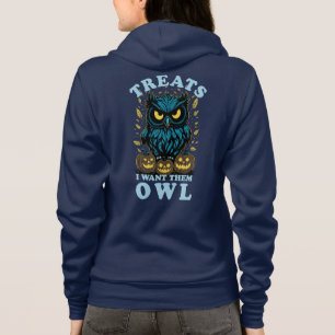 Veste À Capuche Traitements Je Veux Eux Chouette   Halloween