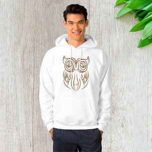 Veste À Capuche Tribal Owl Line Art moderne Brown Abstrait