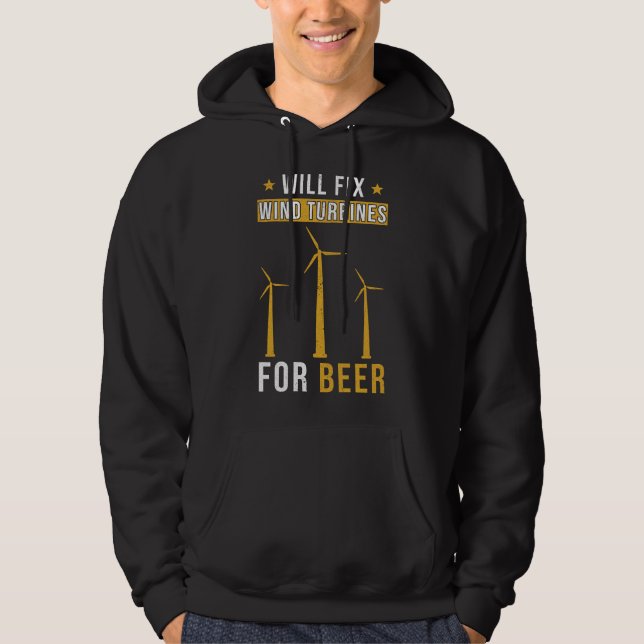 Veste À Capuche Turbines Éoliennes Dit Drôle (Devant)