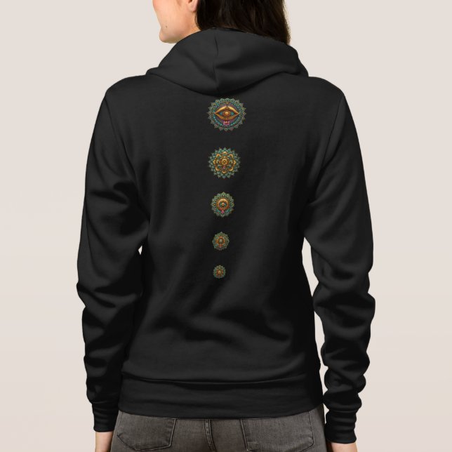 Veste À Capuche Turquoise Gold Lotus Boho Mandala Art | Graphic (Dos)